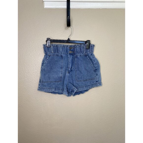 For Good Womens Denim Shorts Small cotton  button zipper‎ elastic waist - Picture 1 of 7